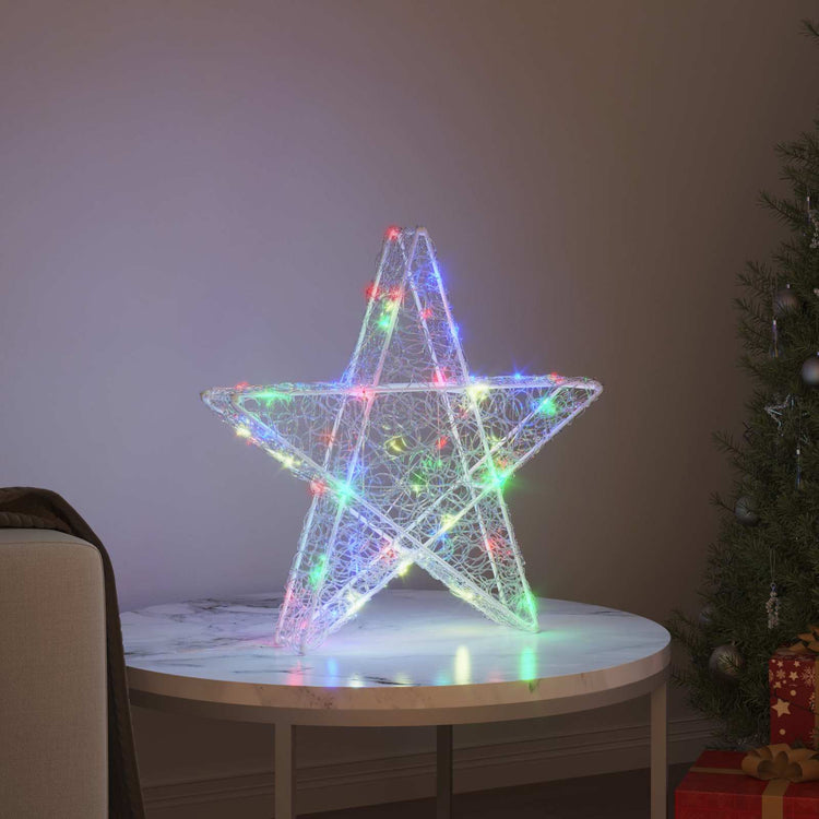 VidaXL 3D-Stern mit 50 LEDs mehrfarbig 55 x 53,5 x 10 cm Acryl