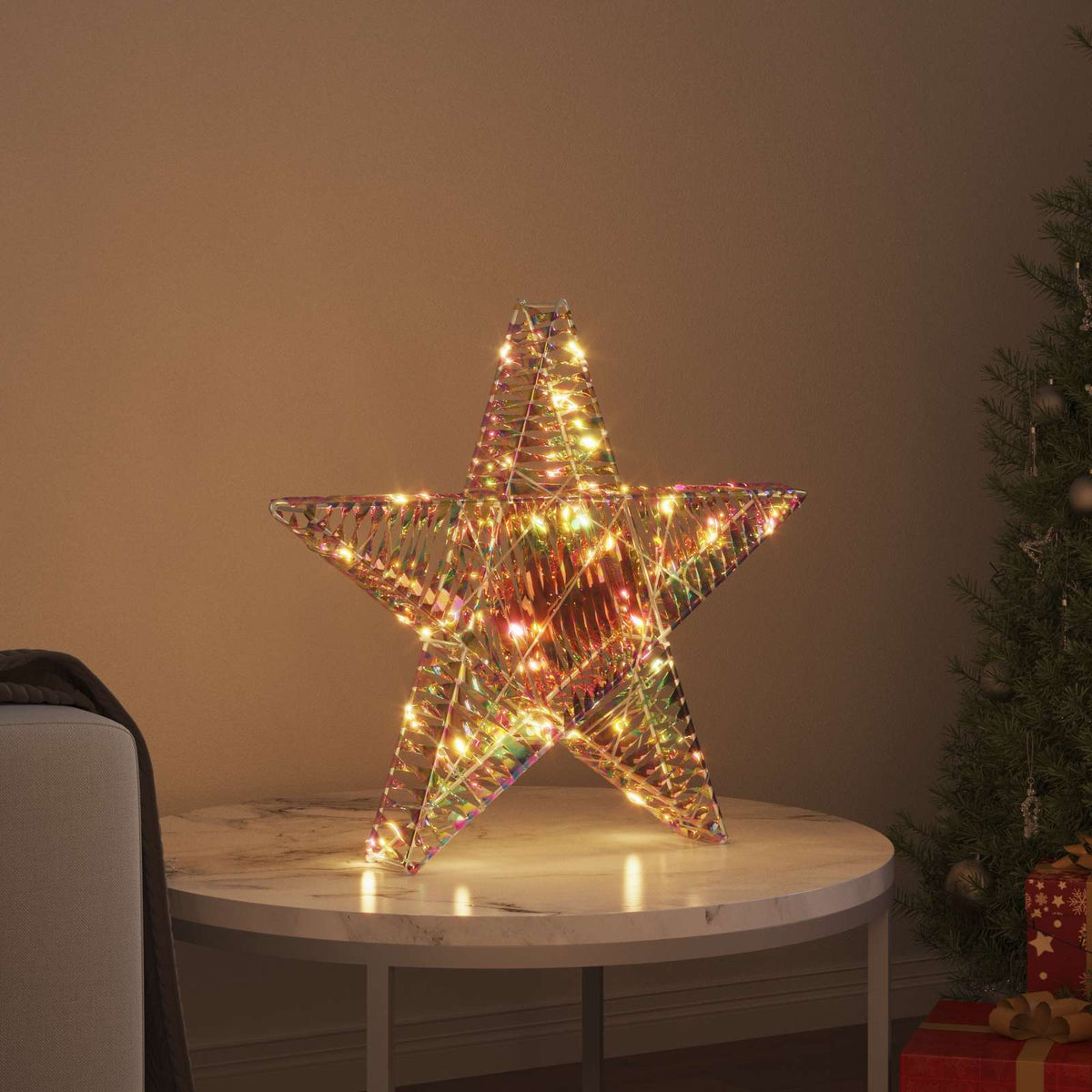 VidaXL 3D-Stern mit 50 LED warmweiß 55 x 52,5 x 9 cm Kappe
