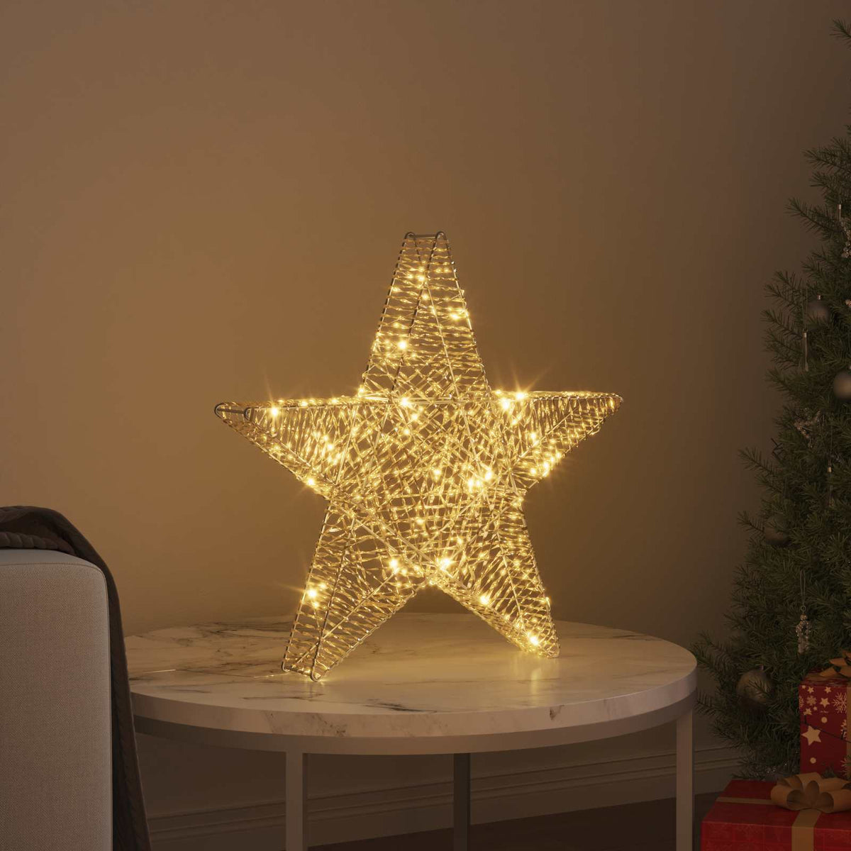 VidaXL 3D-Stern mit 50 LED warmweiß 55 x 52,5 x 9 cm Kappe