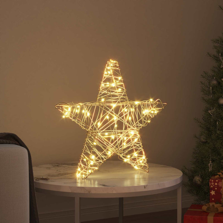 VidaXL 3D-Stern mit 50 LED warmweiß 55 x 52,5 x 9 cm Rattan