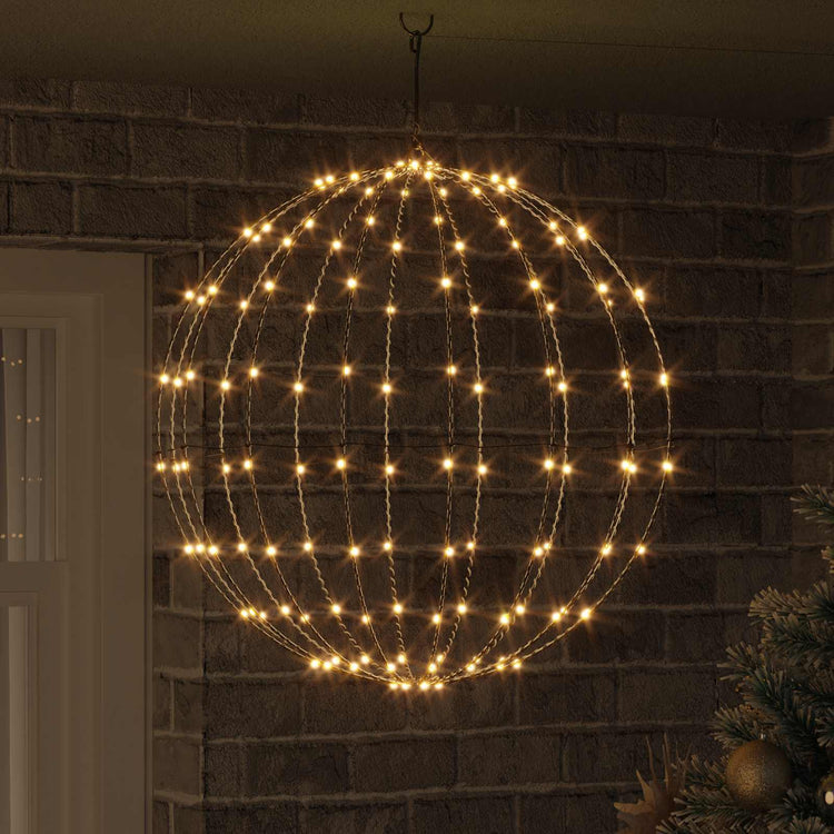 Vidaxxl Kugel mit 192 LED warmweiß 59,5 x 59,5 x 63 cm Metall