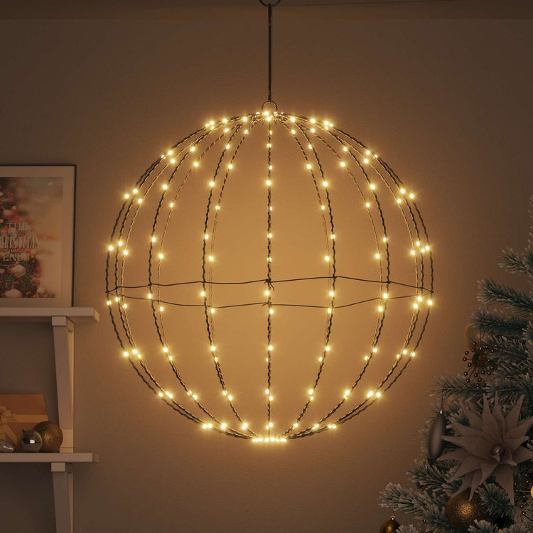 Vidaxxl Kugel mit 192 LED warmweiß 59,5 x 59,5 x 63 cm Metall