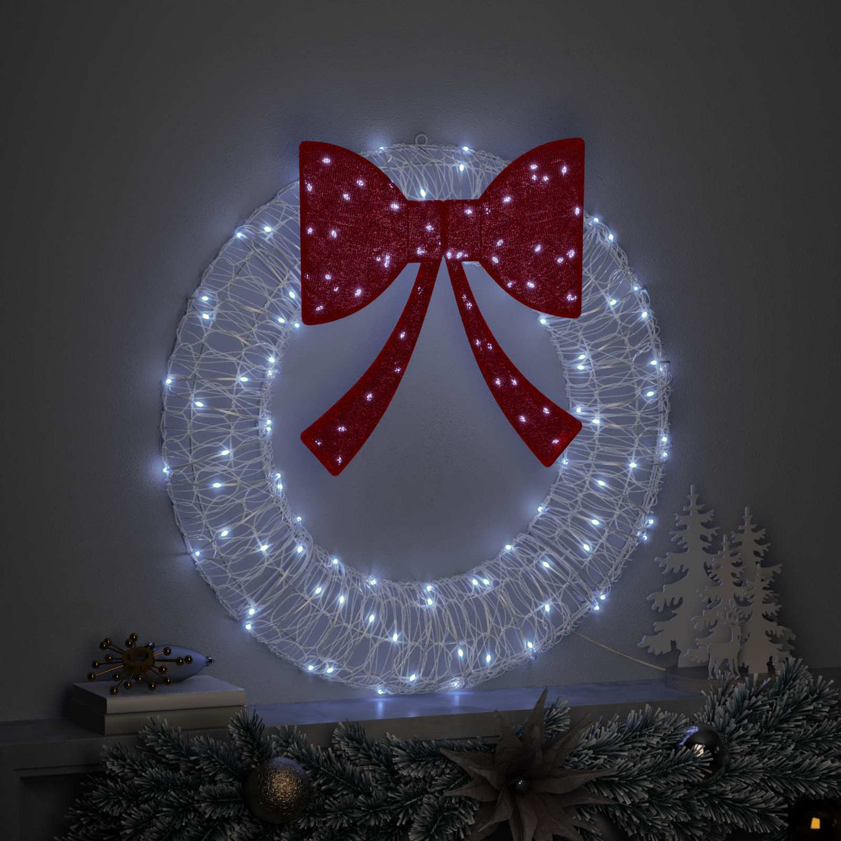 Vidaxx Kranz mit 60 LED kaltweiß 76 x 76 x 8,5 cm Acryl
