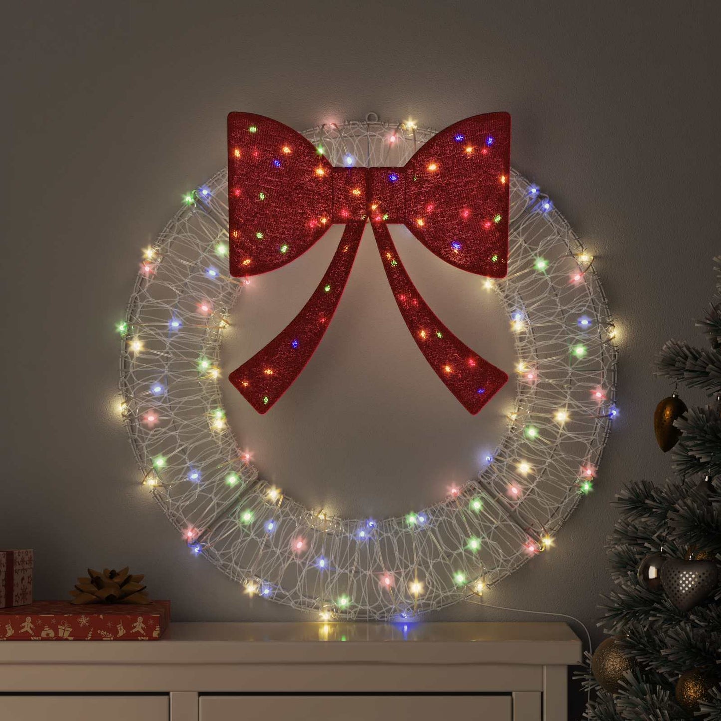 Vidaxx-Kranz mit 60 LEDs, mehrfarbig, 76 x 76 x 8,5 cm, Acryl