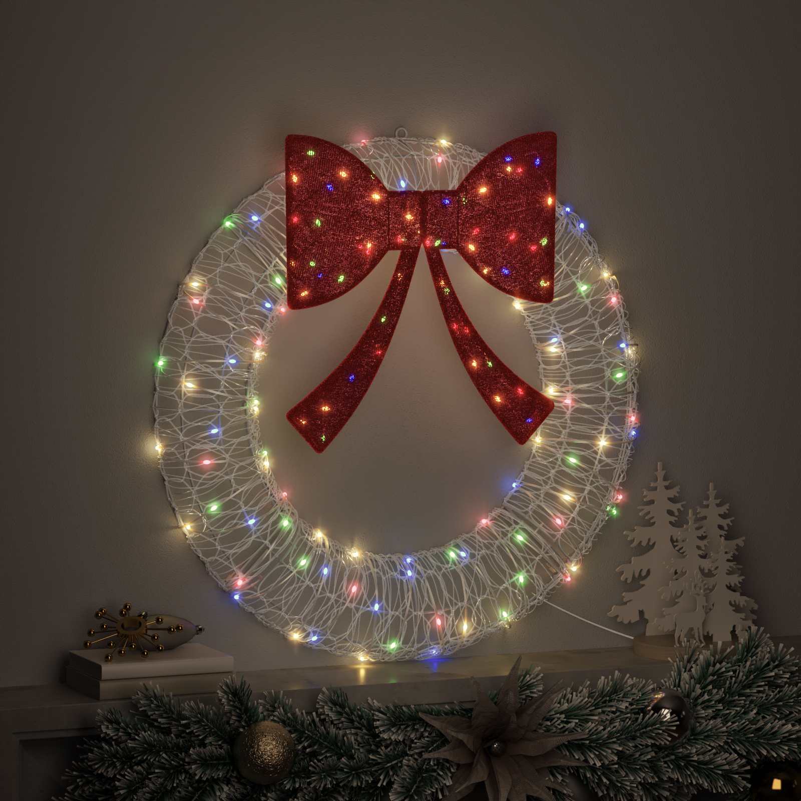 Vidaxx-Kranz mit 60 LEDs, mehrfarbig, 76 x 76 x 8,5 cm, Acryl