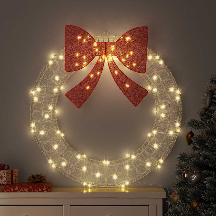 Vidaxx Kranz mit 80 LED warmweiß 92 x 92 x 9,5 cm Acryl
