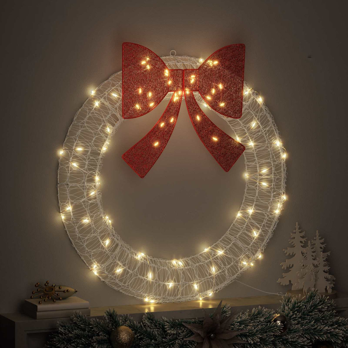Vidaxx Kranz mit 80 LED warmweiß 92 x 92 x 9,5 cm Acryl