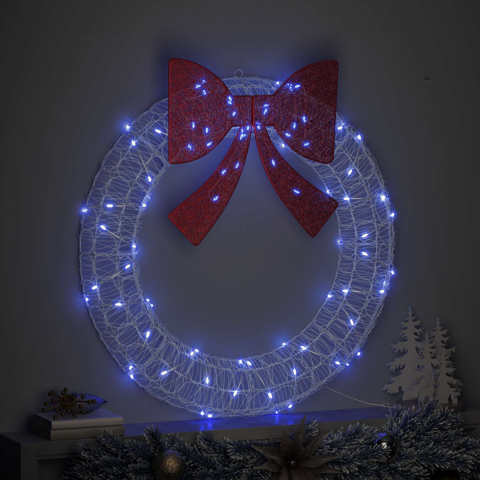 Vidaxx Kranz mit 80 LED blau 92 x 92 x 9,5 cm Acryl