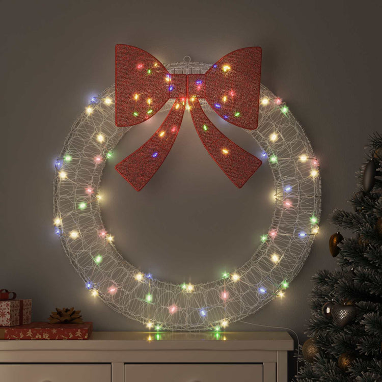 Vidaxx-Kranz mit 80 LEDs, mehrfarbig, 92 x 92 x 9,5 cm, Acryl