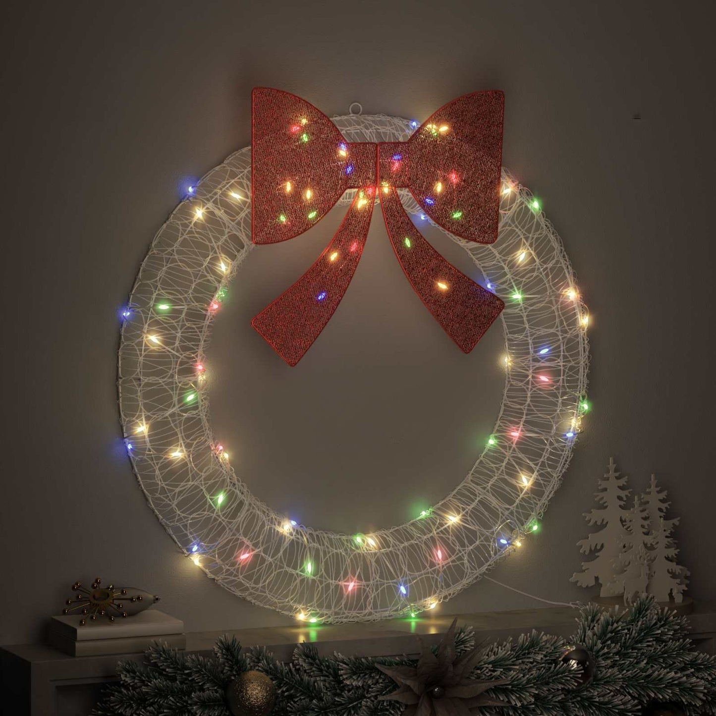 Vidaxx-Kranz mit 80 LEDs, mehrfarbig, 92 x 92 x 9,5 cm, Acryl