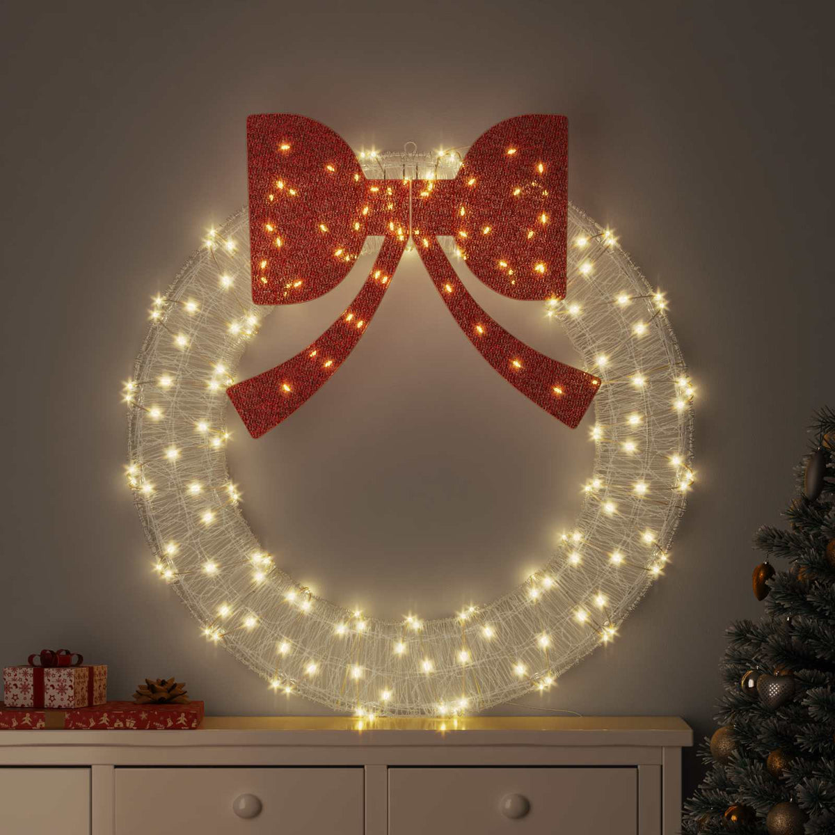 Vidaxx Kranz mit 150 LED warmweiß 120 cm Acryl