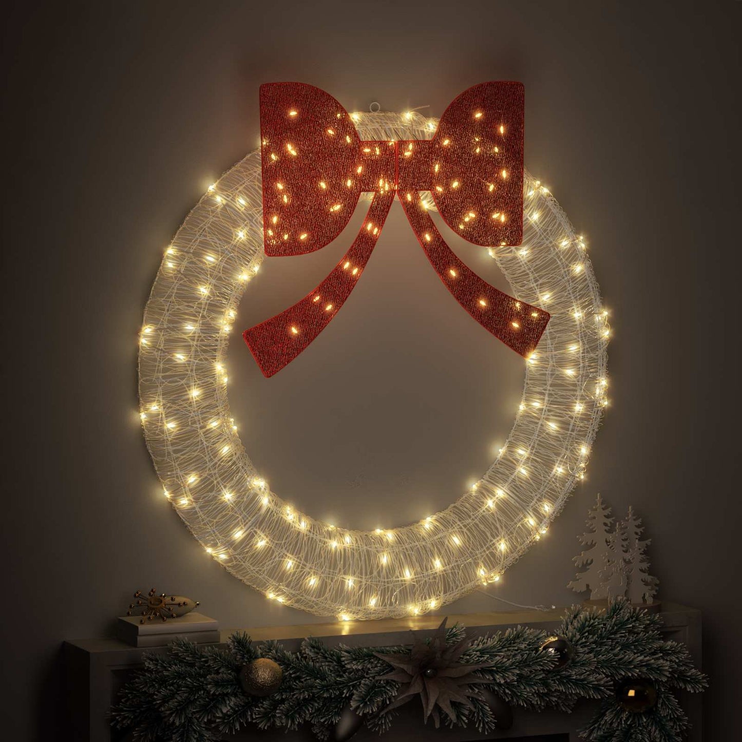 Vidaxx Kranz mit 150 LED warmweiß 120 cm Acryl