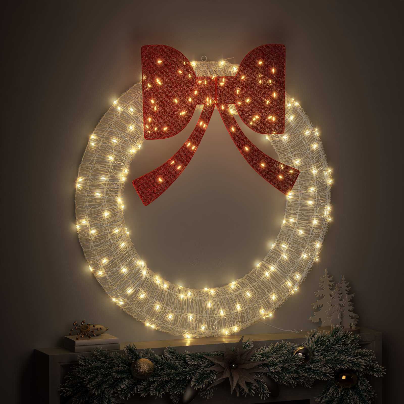 Vidaxx Kranz mit 150 LED warmweiß 120 cm Acryl