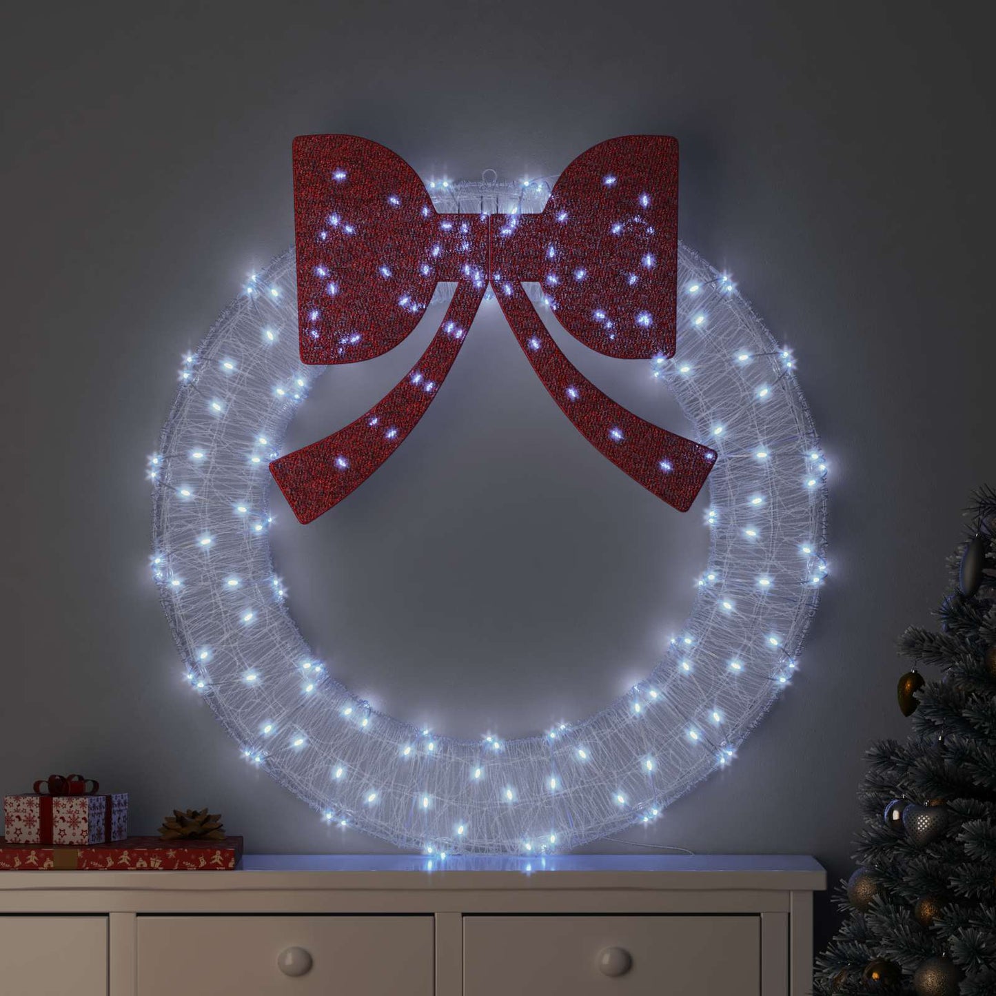 Vidaxx Kranz mit 150 LED kaltweiß 120 cm Acryl