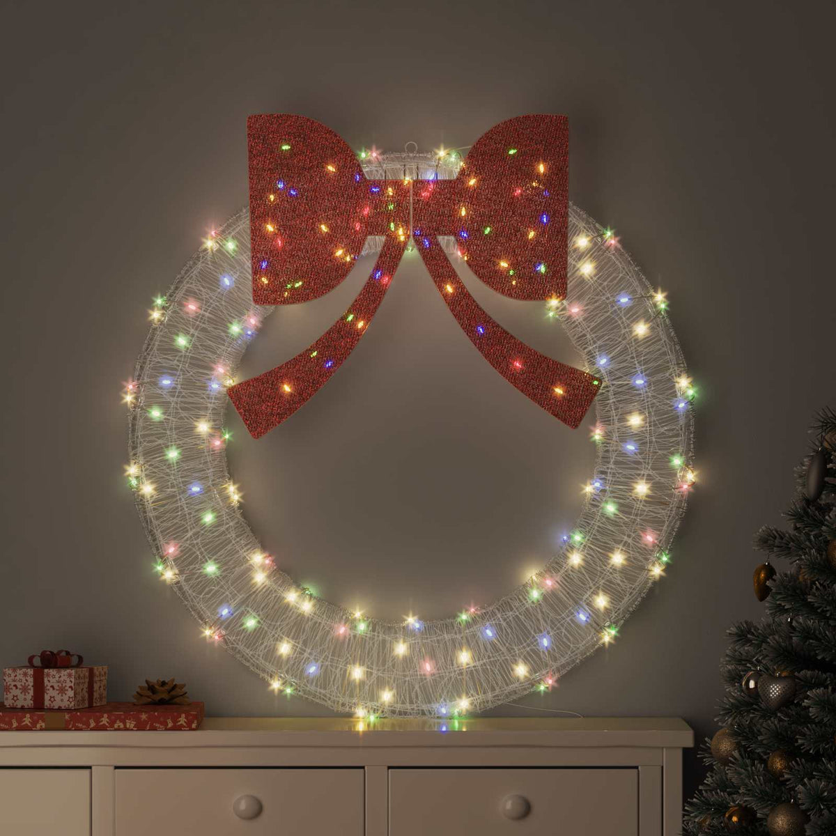 Vidaxx-Kranz mit 150 LEDs, mehrfarbig, 120 cm, Acryl