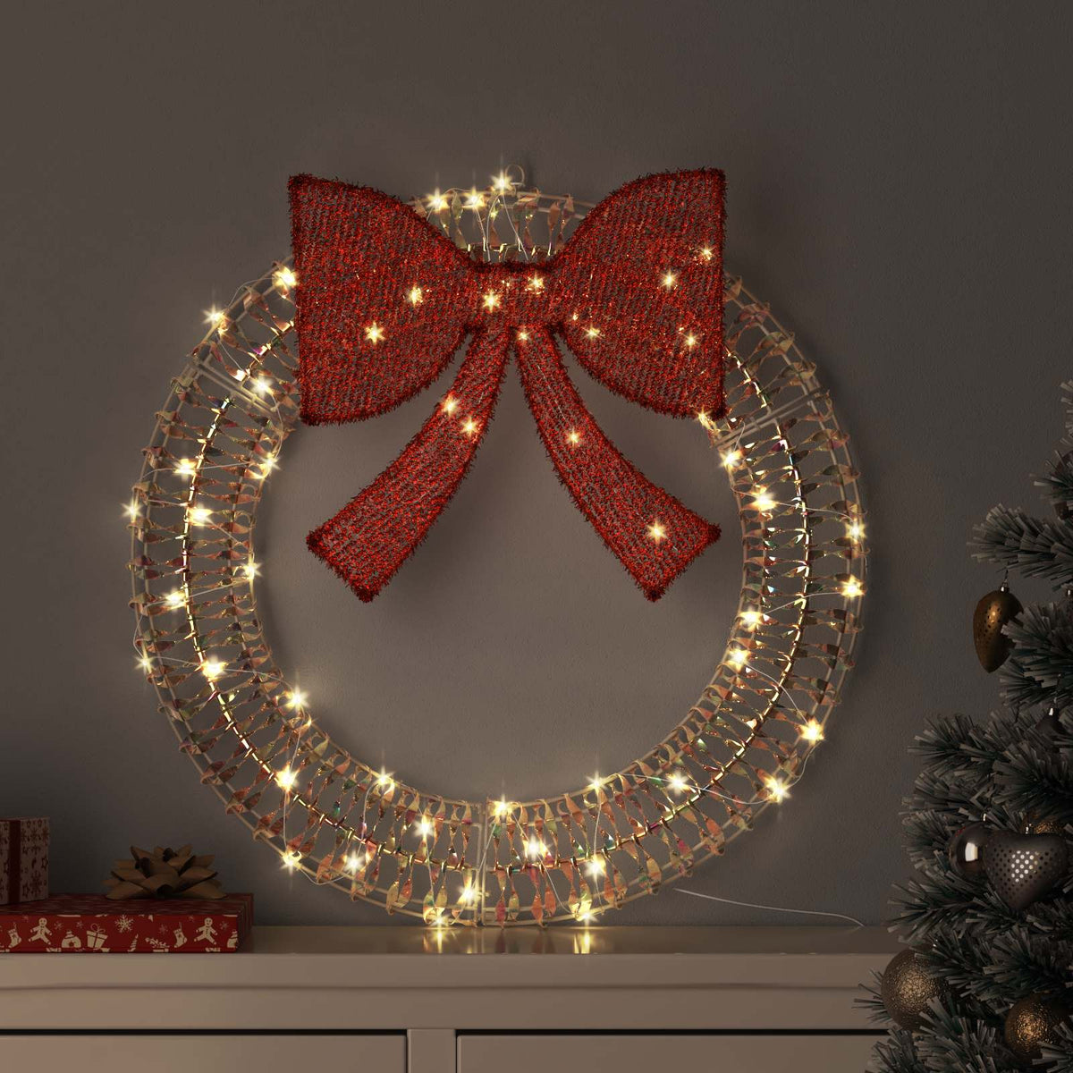 Vidaxx Kranz mit 60 LED warmweiß 76 x 76 x 8 cm Haustier