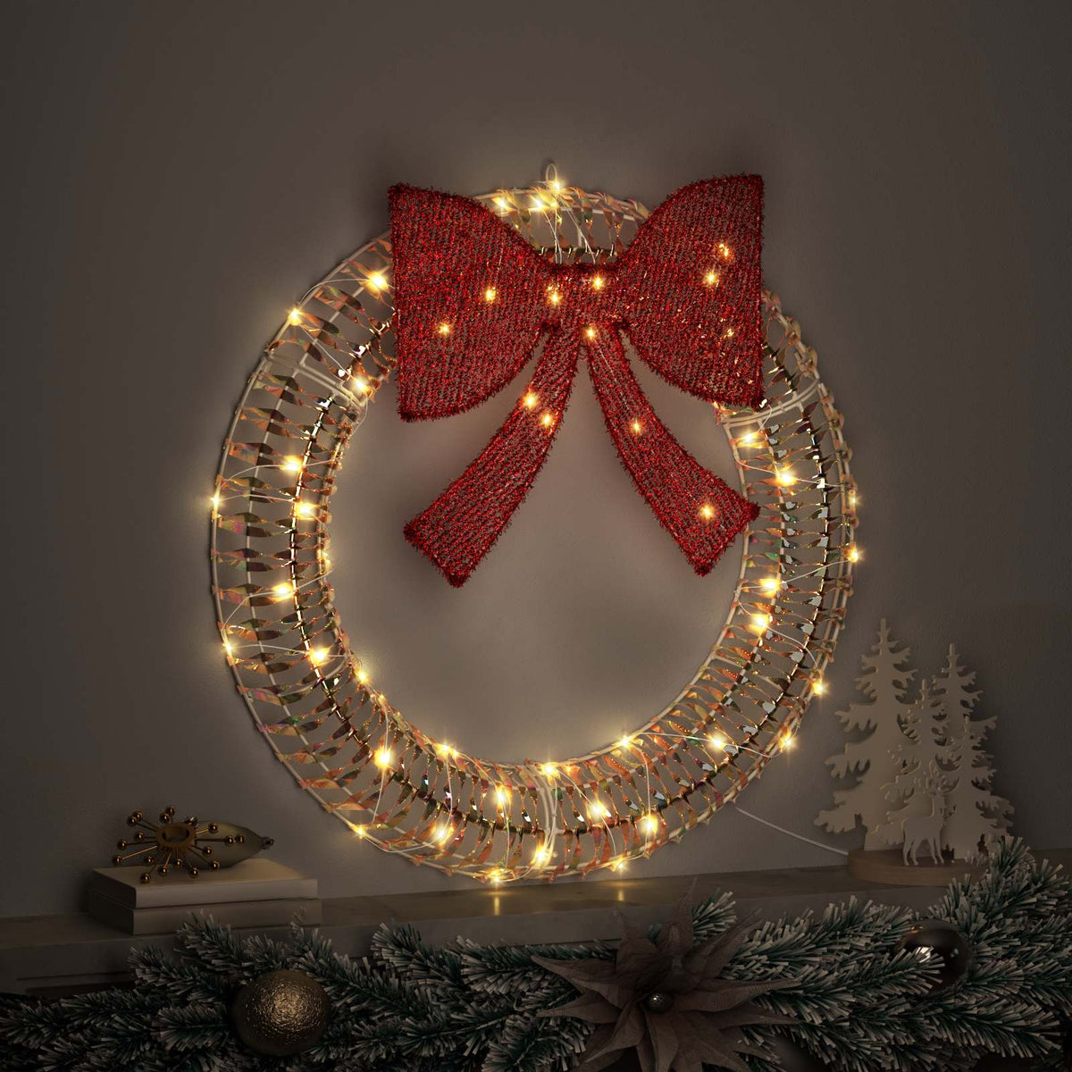 Vidaxx Kranz mit 60 LED warmweiß 76 x 76 x 8 cm Haustier