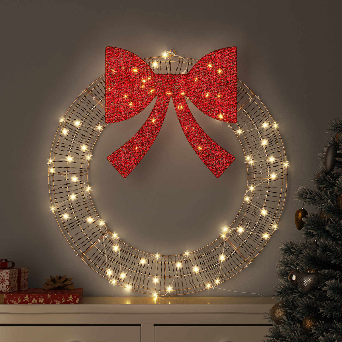 Vidaxx Kranz mit 60 LED warmweiß 76 x 76 x 8 cm Haustier