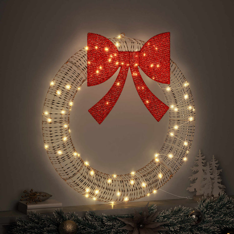 Vidaxx Kranz mit 60 LED warmweiß 76 x 76 x 8 cm Haustier