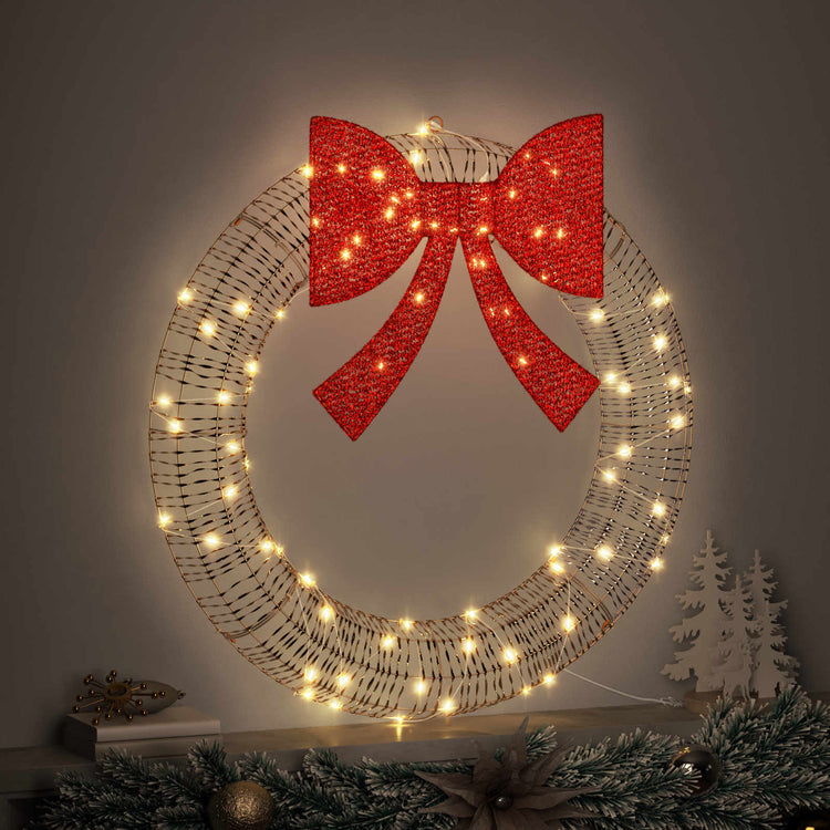 Vidaxx Kranz mit 80 LED warmweiß 91 x 91 x 9 cm Haustier