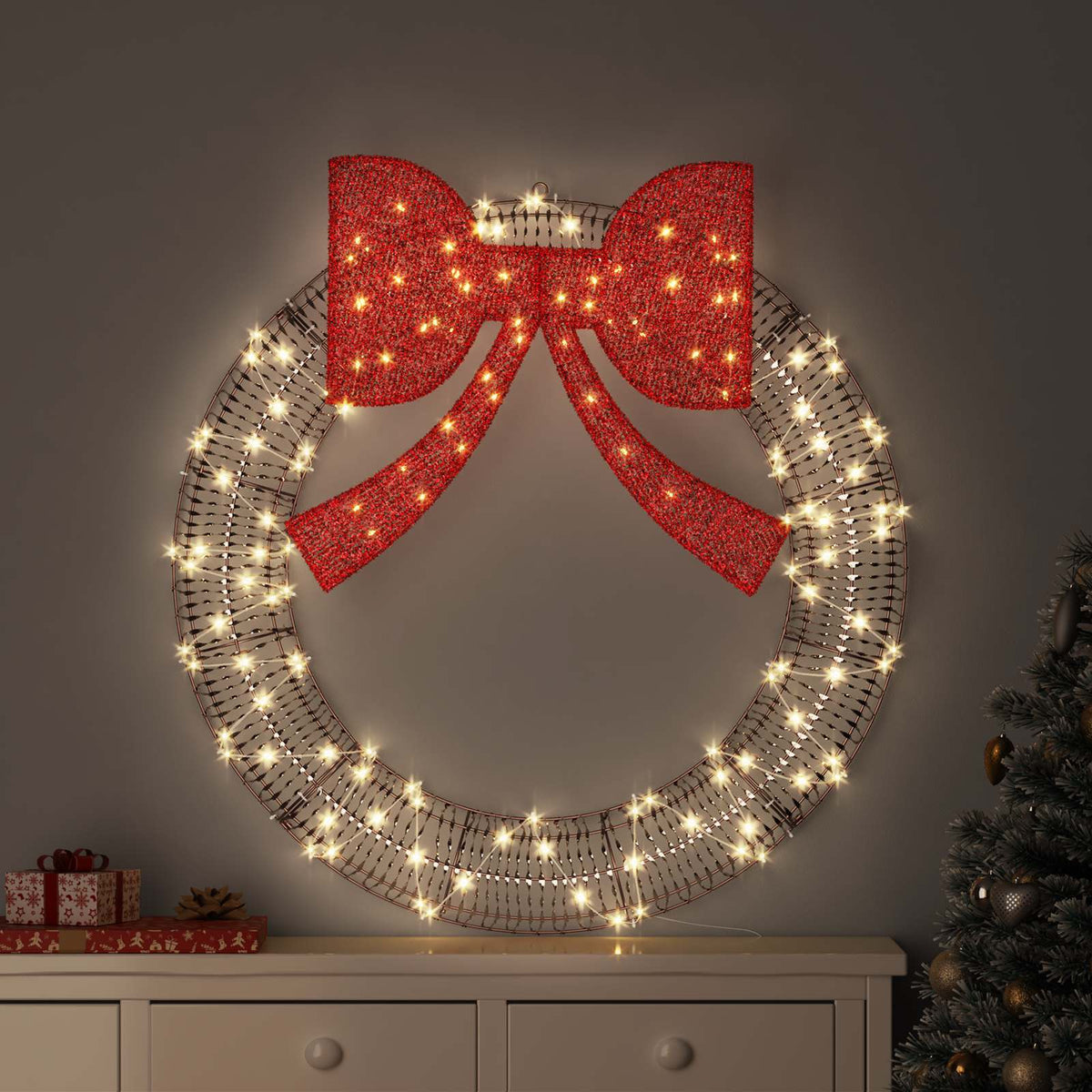 Vidaxx Kranz mit 150 LED warmweiß 121 x 121 x 10 cm Haustier