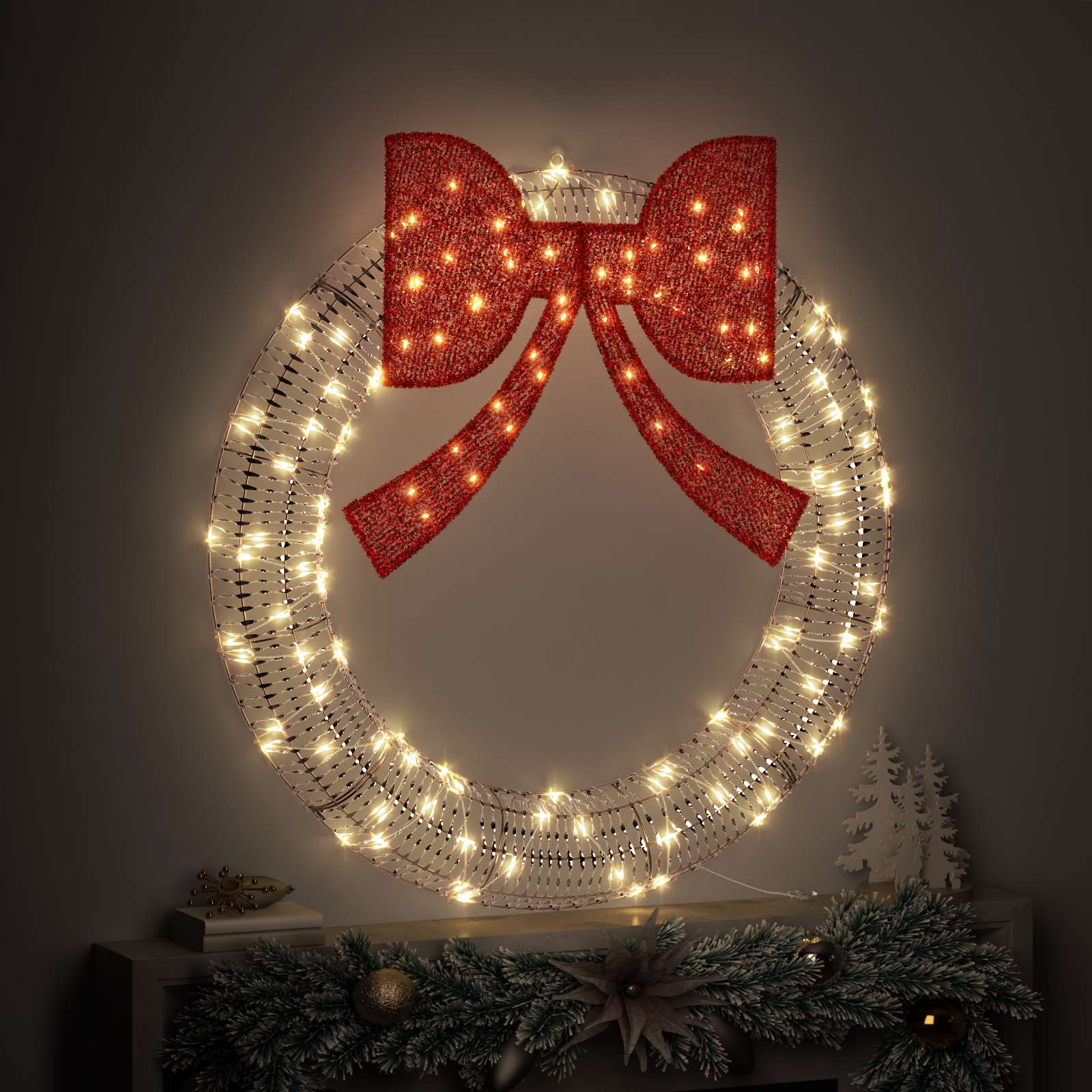 Vidaxx Kranz mit 150 LED warmweiß 121 x 121 x 10 cm Haustier
