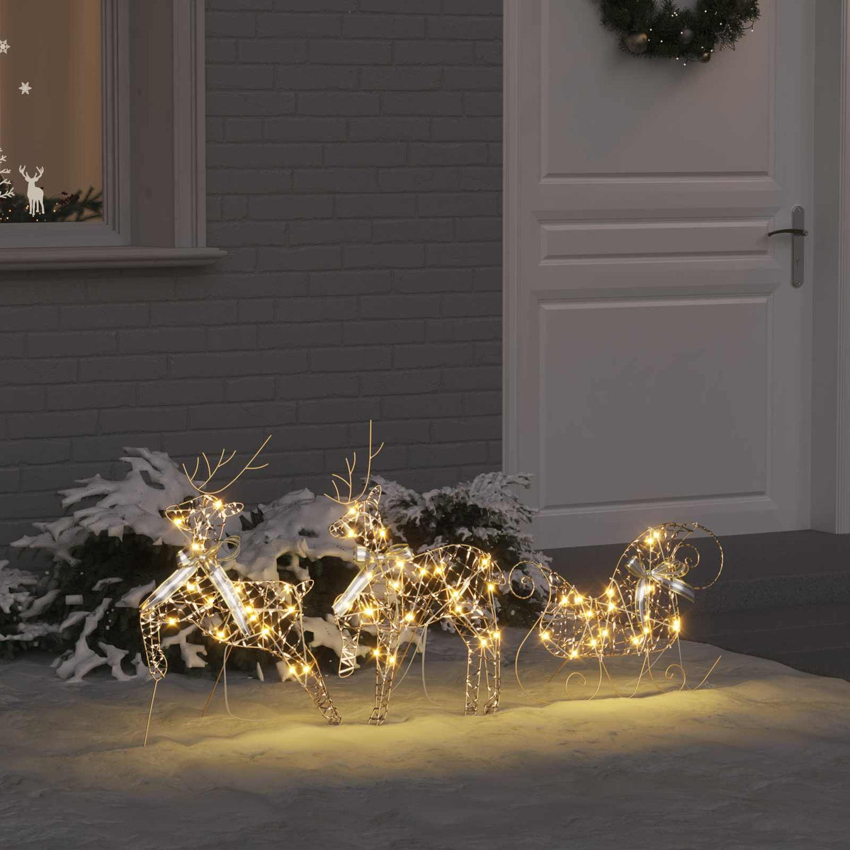 VidaXL LED-Rentier mit 60 LEDs, 3 Stück, warmweiße Kappe