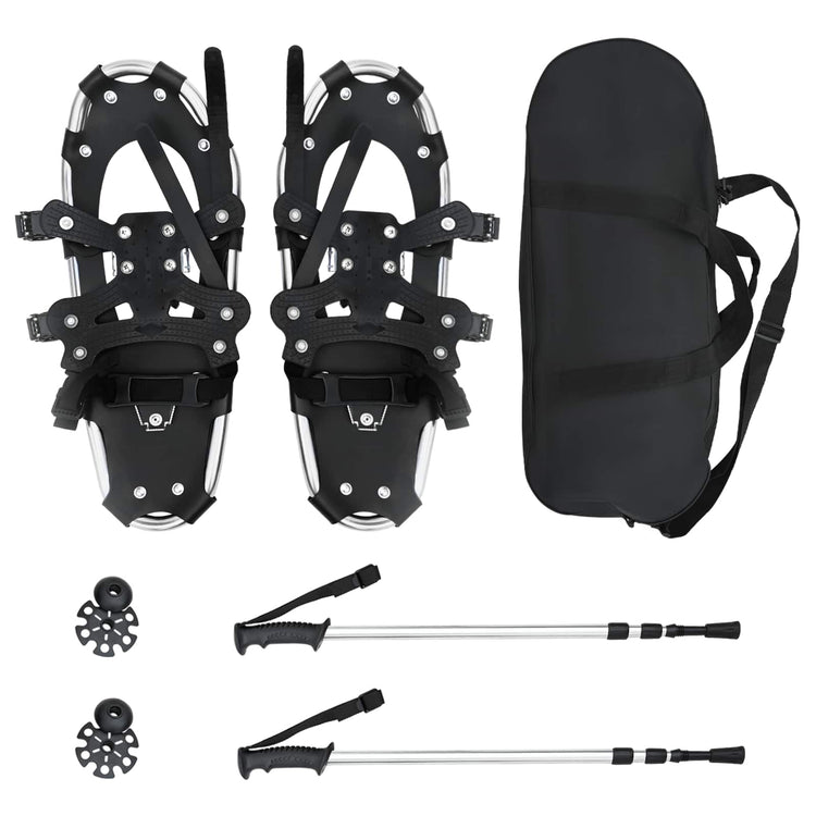 VidaXL 3 in 1 Schneeschuhe mit Wanderstiefeln Silber und Schwarz