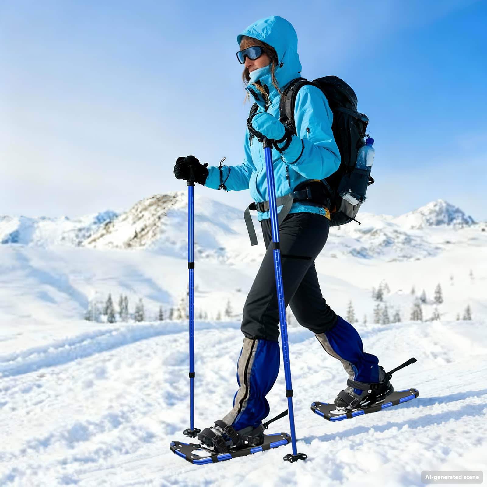 VidaXL 3 in 1 Schneeschuhe mit Wanderstiefeln Blau und Schwarz