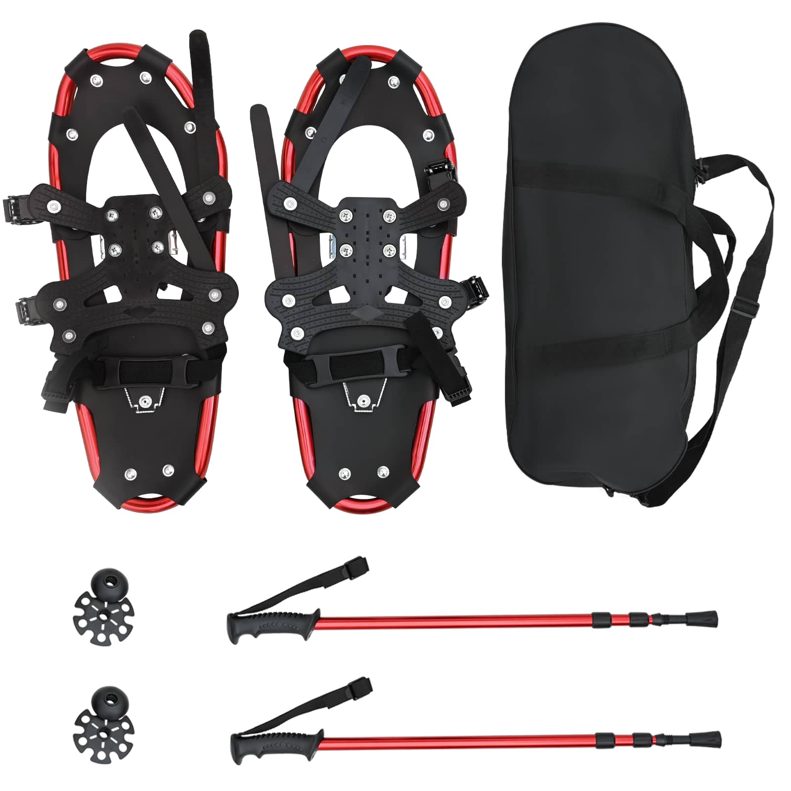 VidaXL 3 in 1 Schneeschuhe mit Wanderstiefeln Rot und Schwarz