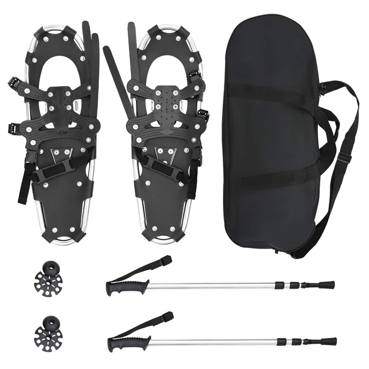 VidaXL 3 in 1 Schneeschuhe mit Wanderstiefeln Silber und Schwarz
