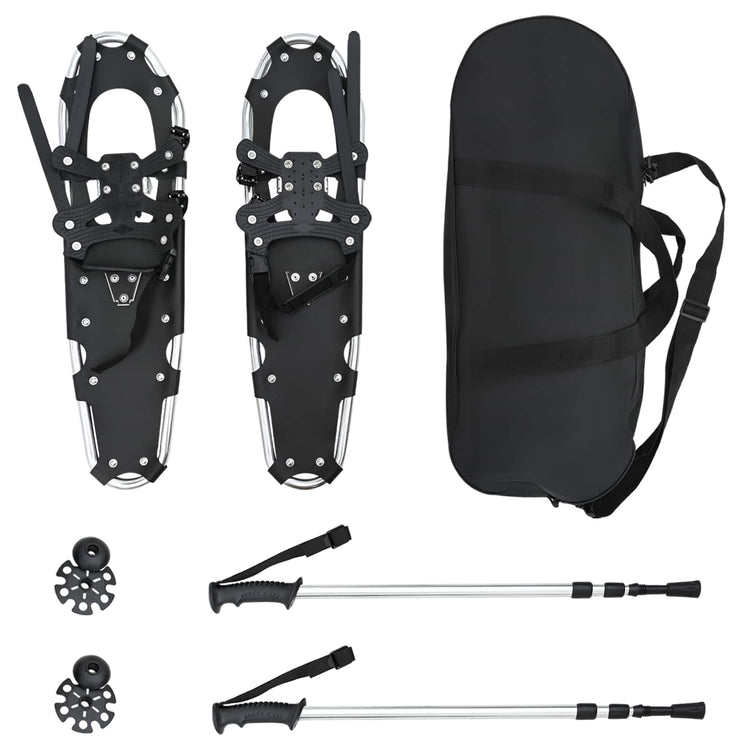 VidaXL 3 in 1 Schneeschuhe mit Wanderstiefeln Silber und Schwarz