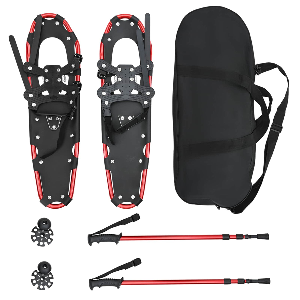 VidaXL 3 in 1 Schneeschuhe mit Wanderstiefeln Rot und Schwarz