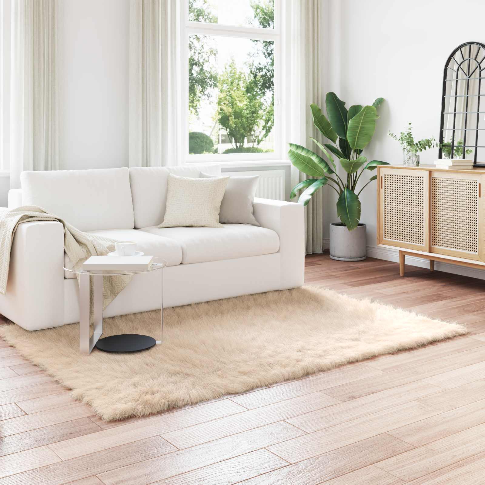 Vidaxx Kunstschaffellteppich Tafalla Beige 120 x 170 cm Polyester