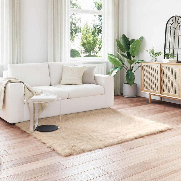 VidaXL Kunstschaffellteppich Tafalla Beige 120 x 120 cm Polyester