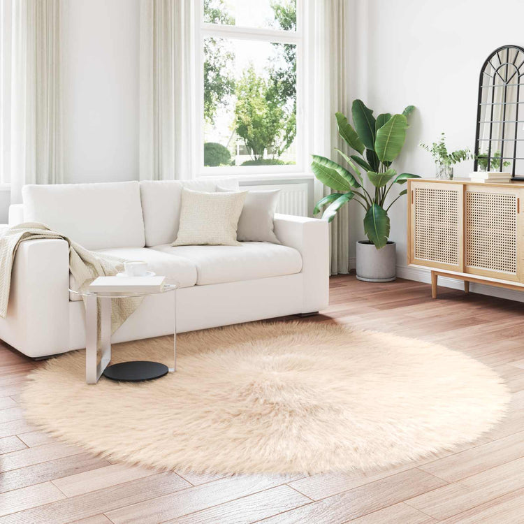 VidaXL Kunstschaffellteppich Tafalla Beige ø 160 cm Polyester