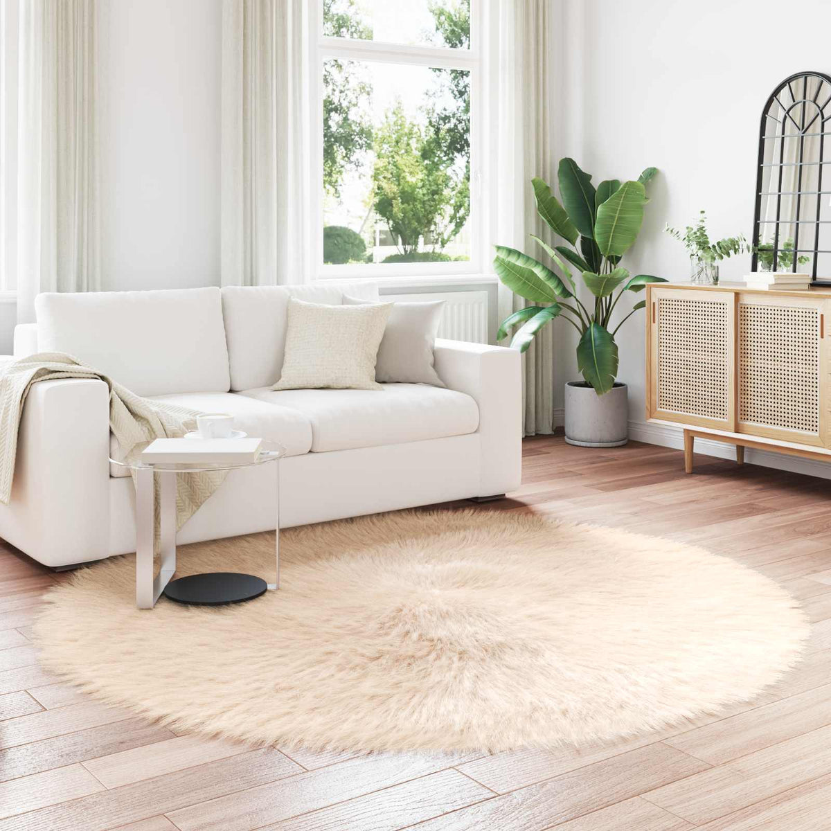 Vidaxx Kunstschaffellteppich Tafalla Beige ø 200 cm Polyester