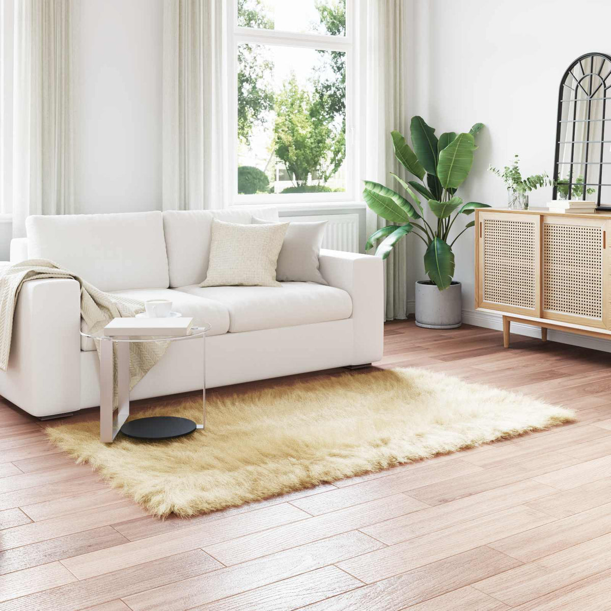Vidaxx Kunstschaffellteppich Tafalla Creme 140 x 200 cm Polyester