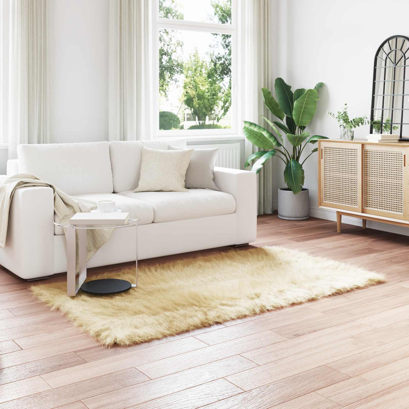Vidaxx Kunstschaffellteppich Tafalla Creme 160 x 230 cm Polyester