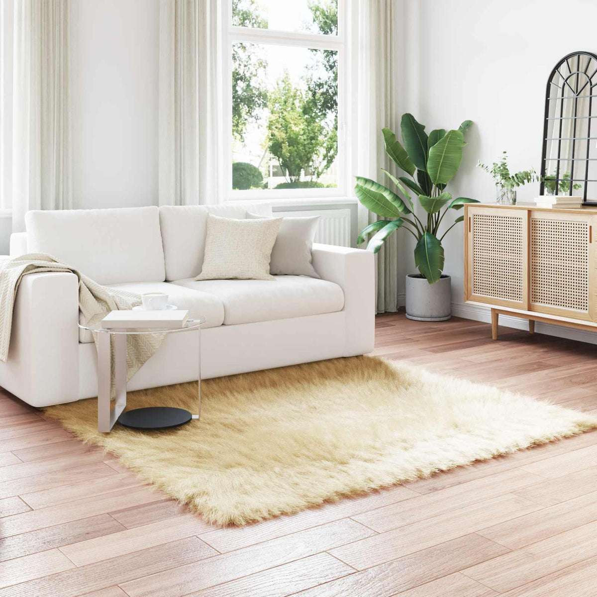 Vidaxx Kunstschaffellteppich Tafalla Creme 160 x 160 cm Polyester