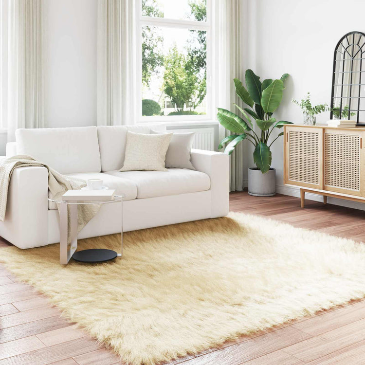 VidaXL Kunstschaffellteppich Tafalla Creme 200 x 200 cm Polyester