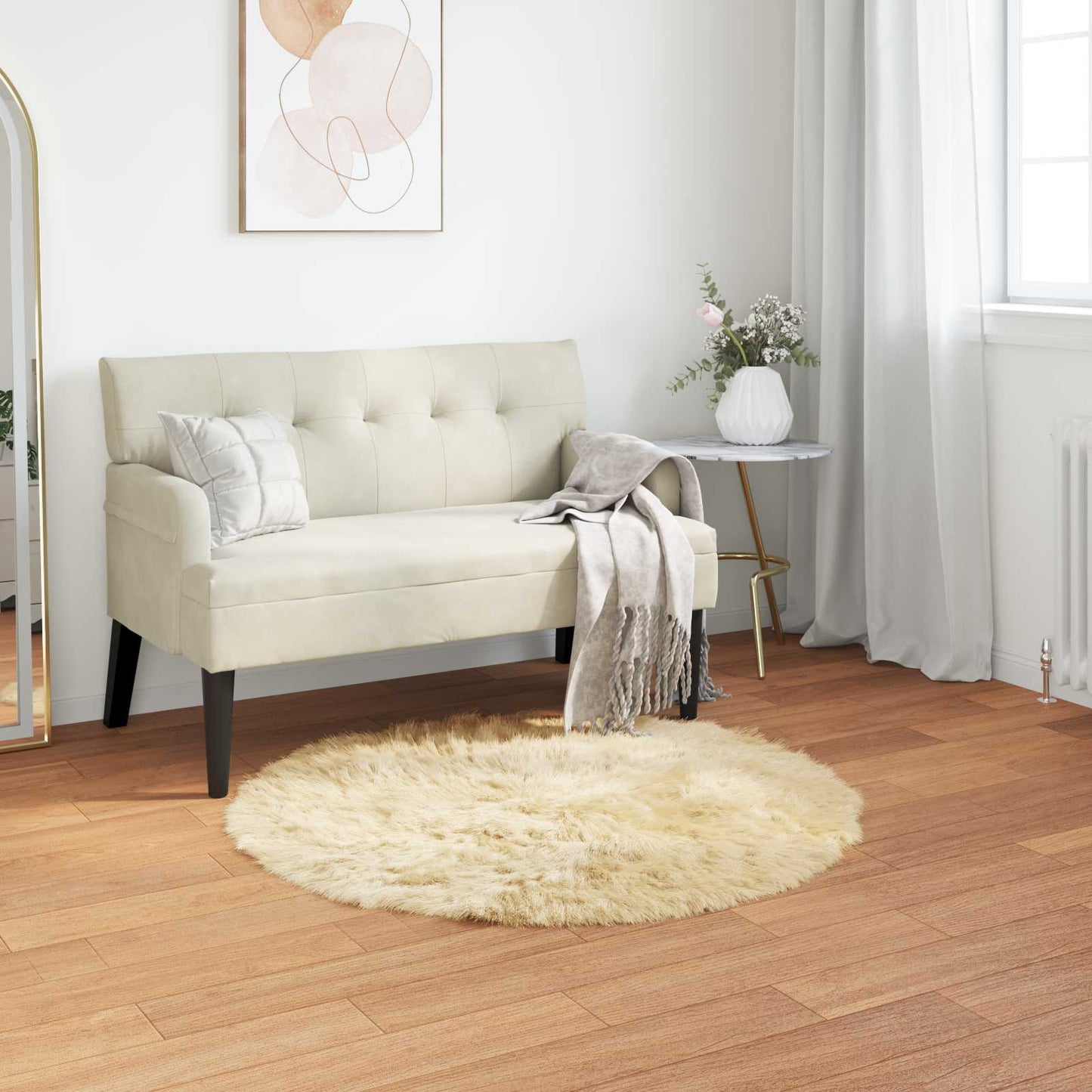 VidaXL Kunstschaffellteppich Tafalla Creme ø 80 cm Polyester