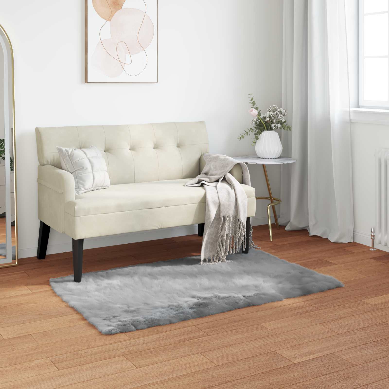 Vidaxx gefälschter Schaffellteppich Tafalla grau 60 x 110 cm Polyester