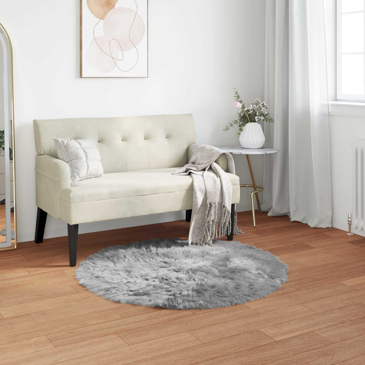Vidaxx Kunstschaffellteppich Tafalla grau ø 100 cm Polyester