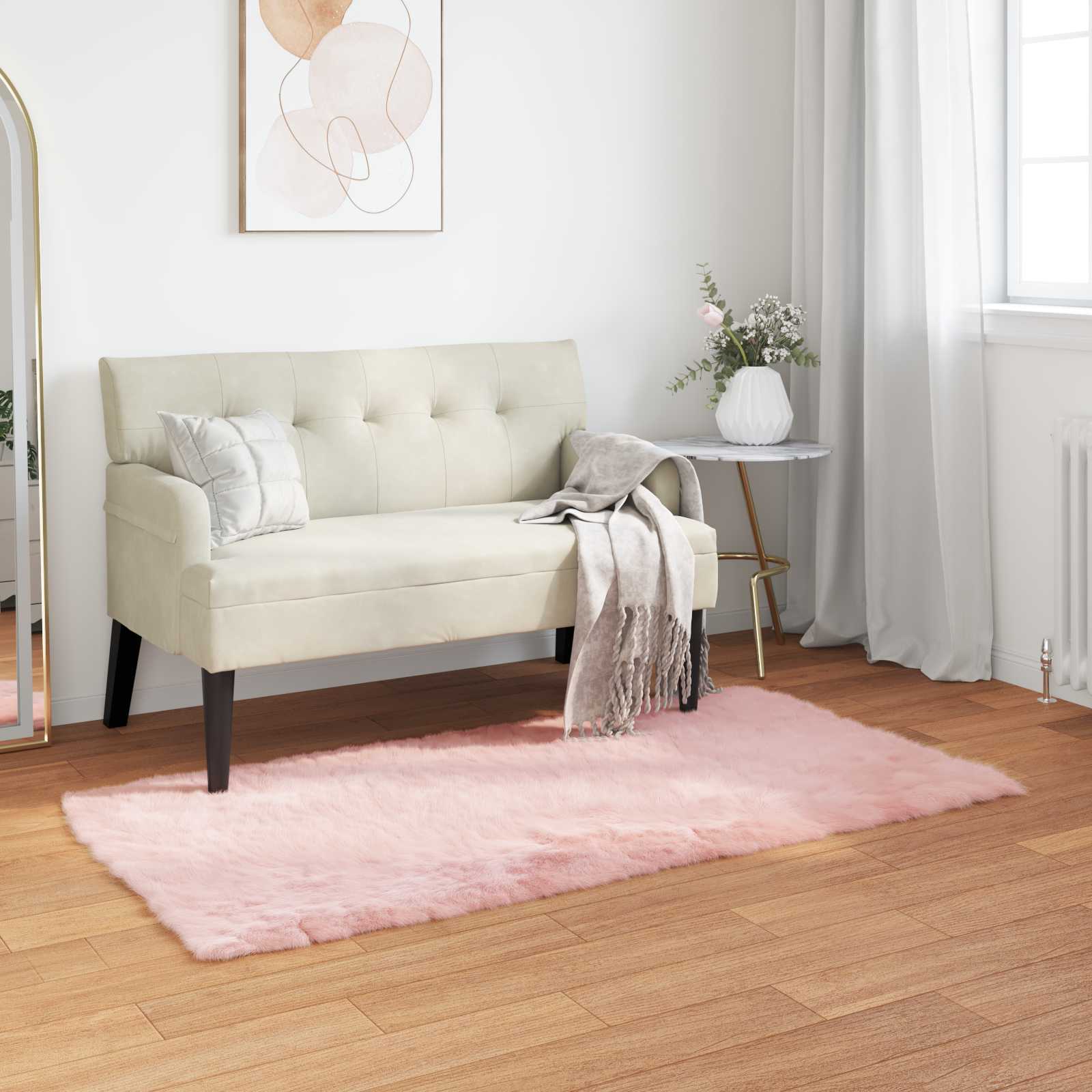 VidaXL gefälschter Schaffellteppich Tafalla rosa 60 x 110 cm Polyester