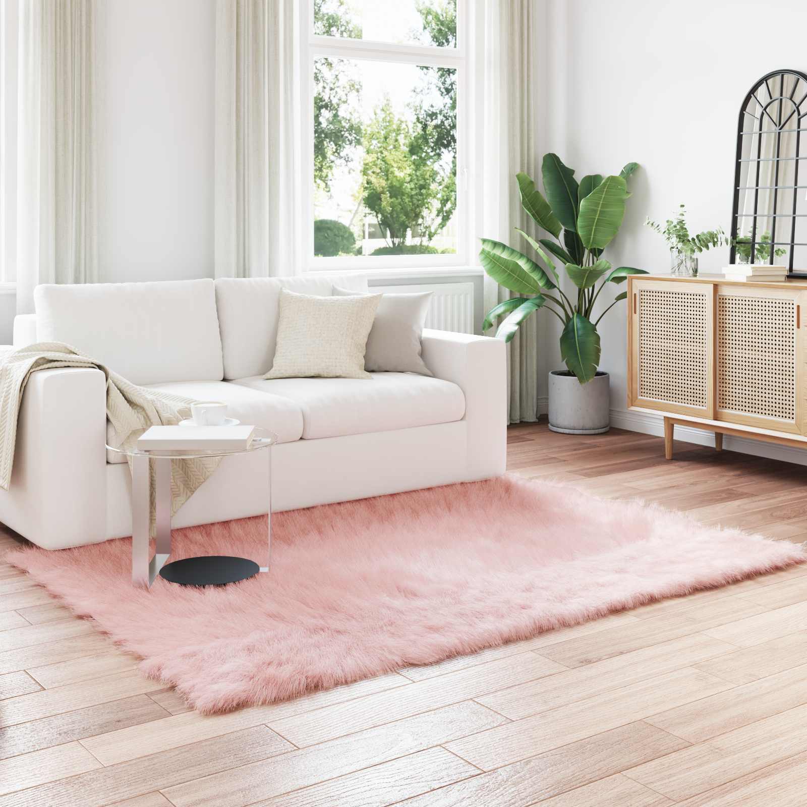 VidaXL gefälschter Schaffellteppich Tafalla rosa 140 x 200 cm Polyester