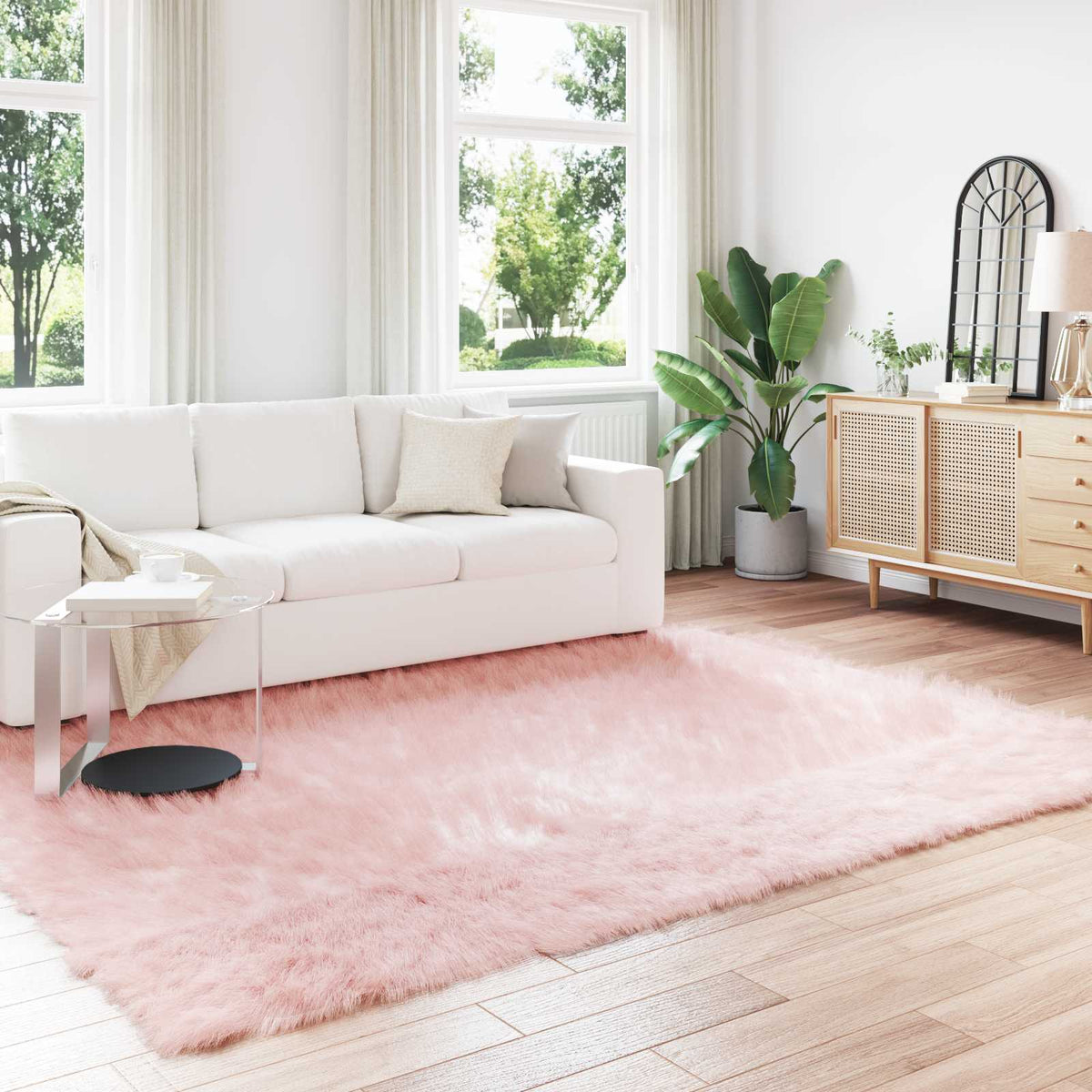 VidaXL Kunstschaffellteppich Tafalla rosa 200 x 280 cm Polyester