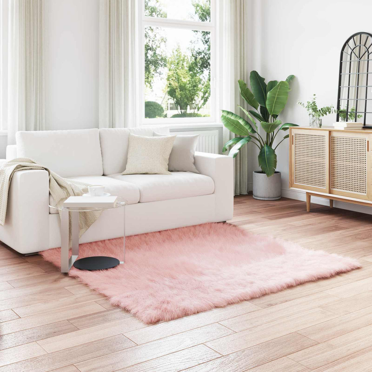 VidaXL gefälschter Schaffellteppich Tafalla rosa 160 x 160 cm Polyester