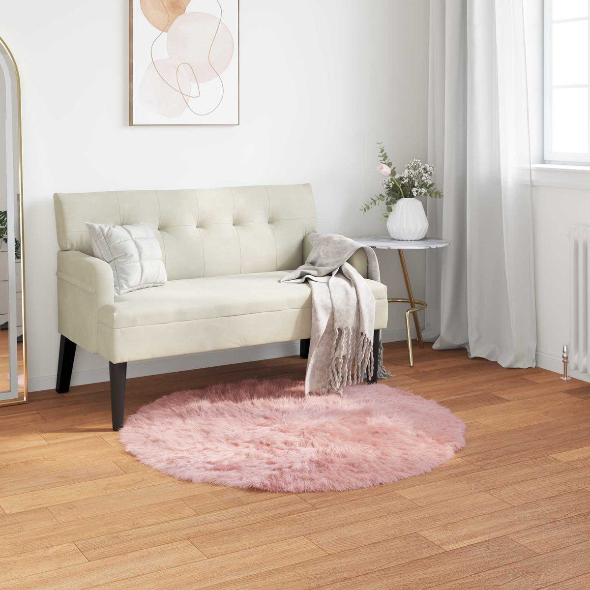 VidaXL gefälschter Schaffellteppich Tafalla rosa ø 80 cm Polyester