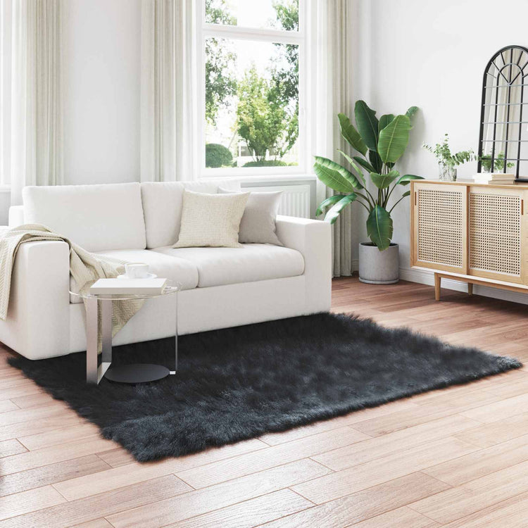 Vidaxx Kunstschaffellteppich Tafalla schwarz 120 x 170 cm Polyester